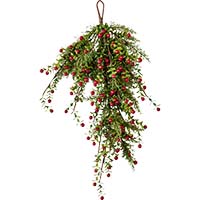 20" Artificial Christmas Boxwood Berry Teardrop Swag