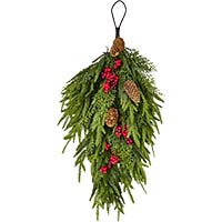 22" Artificial Christmas Norfolk Pine Berry Teardrop