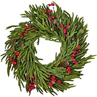 22" Artificial Christmas Norfolk Pine Berry Wreath