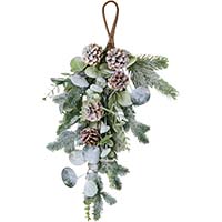 20" Artificial Mixed Greens Christmas Teardrop Swag