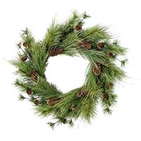 24" Artificial Christmas Evergreen Pine With Small Cone Wreath