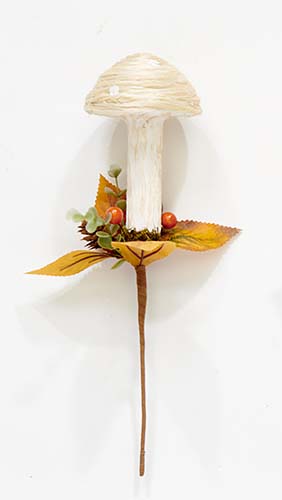 6" Mushroom with Fall Arrangement on 6" Pick