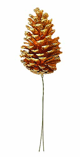 5" Gold Pine Cone Pick