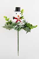 Pine Holly Snowman Christmas Pick