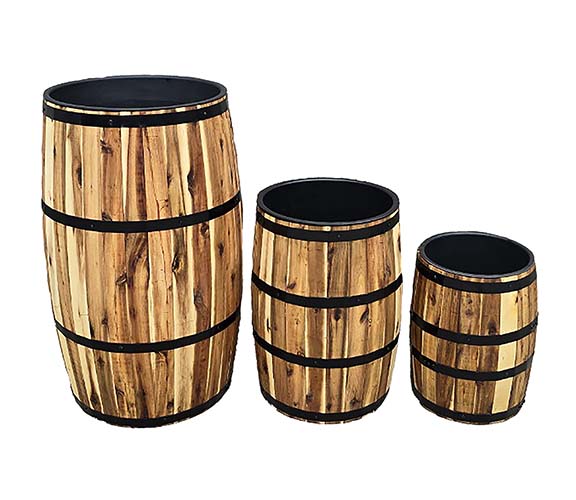 Acacia Wood Drum Barrel, Set of 3, 30", 20", 10"