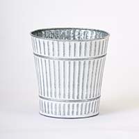 7.5" Galvanized Planter with White Distressed Paint
