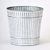 9" Galvanized Planter with White Distressed Paint