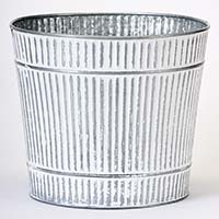 10.5" Galvanized Planter with White Distressed Paint