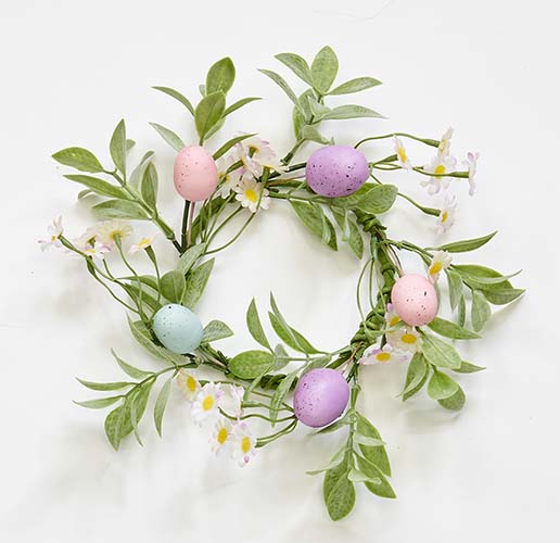 4.25" Easter Eggs & Leaves Candle Ring