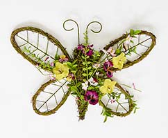 11" Hanging Butterfly Rattan with Flowers