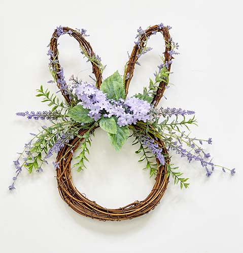 15" Twig Bunny Decor w/ Lavender Flowers