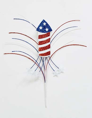 13" Red, White & Blue Rocket x3 with Stars Pick