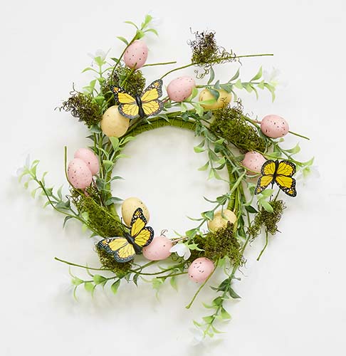 4.25" Easter Eggs Butterflies & Moss Candle Ring