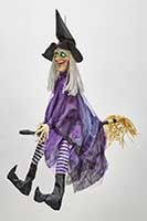 36" Hanging Animated Halloween Witch With Kicking Legs