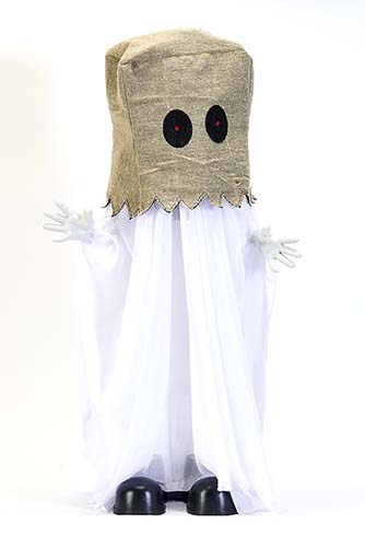 32" Standing Animated Ghost w/ Bag on Face