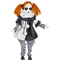 27" Sitting Black And White Animated Ghoul Girl