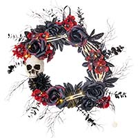 17" Halloween Wreath With Skulls