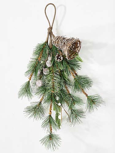 24" Pine Twig Bell Decor Teardrop