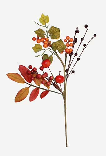 14" Weatherproof Fall Berry, Mini Apple, Leaf Sprig - Close Out