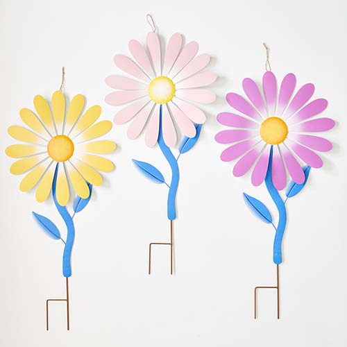 31" Metal Flower Garden Stake, 3 Assorted