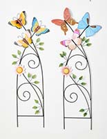 38" Metal Garden Fence with Butterflies & Flowers Garden Stake, 2 Assorted