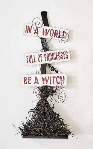 32" Standing Witch Broom Wood Sign