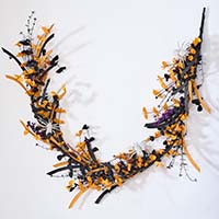 60" Halloween Garland With Spiders And Black/Orange Foliage