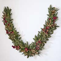 72" Artificial Christmas Pine Garland With Gold Floral Decorations