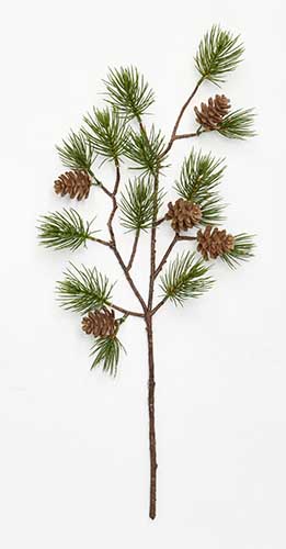 22" Faux Pine Needle And Pine Cone Spray